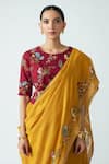 Buy_Payal Pratap_Yellow Chanderi Embroidered Floral Motifs Begonia Saree  _Online_at_Aza_Fashions