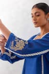 Buy_Devnaagri_Blue , Chanderi, Organza Beads, Sequins, Dori Kurta Palazzo Set _Online_at_Aza_Fashions