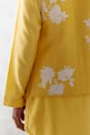 Buy_Devnaagri_Yellow Silk Chanderi Embroidery Flower Bloom Floral Bundi With Kurta Set _Online_at_Aza_Fashions