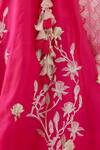 Devnaagri_Fuchsia Silk Organza Embroidery Thread V Neck Floral Bloom Lehenga Set _Online_at_Aza_Fashions