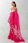 Devnaagri_Fuchsia Cotton Satin And Organza Sheer Saree With Blouse For Women_Online_at_Aza_Fashions