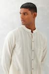 Buy_Devnaagri_Ivory Cotton, Silk Embroidery Thread Kurta With Pant _Online_at_Aza_Fashions