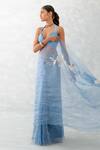 Devnaagri Blue Shimmer Organza Sheer Saree With Blouse Online at Aza Fashions Devnaagri_Blue Shimmer Organza Sheer Saree With Blouse_Online_at_Aza_Fashions
