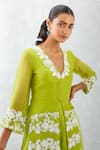 Shop_Devnaagri_Green Silk Organza, Cotton Satin Embroidery, Front Slit Kurta Sharara Set _Online_at_Aza_Fashions