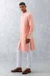 Buy_Devnaagri_Pink Chanderi, Cotton Embroidery Placement Kurta And Pant Set _Online_at_Aza_Fashions