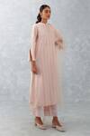 Devnaagri_Pink Cotton, Silk Organza Cut Work, Embroidery Pintucked Thread Kurta Set _Online_at_Aza_Fashions