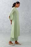 Buy_Devnaagri_Green Cotton, Organza, Embroidery, Cut Thread Pintucked Kurta Set _Online_at_Aza_Fashions