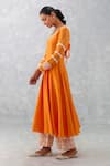 Devnaagri Orange Organza, Satin, , Chanderi Embroidery Anarkali Palazzo Set Online at Aza Fashions Devnaagri_Orange Organza, Satin, , Chanderi Embroidery Anarkali Palazzo Set _Online_at_Aza_Fashions