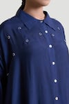 Buy_Brij_Blue Spun Silk Embroidered Potlis Shirt Box Fit Embellished Tunic And Pant Set _Online_at_Aza_Fashions