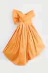 Buy_Fayon Kids_Orange Taffeta Bows Off Shoulder Asymmetric Dress _Online_at_Aza_Fashions