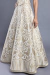 Buy_Abhishek Gupta_Beige Chanderi Silk Lining Shantoon Embroidery V Neck Jacket And Lehenga Set _Online_at_Aza_Fashions