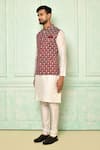 Buy_Arihant Rai Sinha_Maroon Embroidery Floral Bundi _Online_at_Aza_Fashions