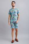 Buy_Nautanky_Blue Neoprene Floral Print T-shirt And Shorts Set _at_Aza_Fashions