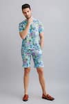 Buy_Nautanky_Blue Neoprene Floral Print T-shirt And Shorts Set _Online_at_Aza_Fashions