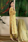 Shop_Abbaran_Yellow Cambric Dupatta Mulmul Round Hand Block Print Kurta Set _Online_at_Aza_Fashions
