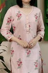 Abbaran_Pink Cotton Cambric Dupatta Mulmul V Neck Block Print Kurta Gharara Set _at_Aza_Fashions