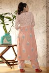 Shop_Abbaran_Pink Cotton Cambric Dupatta Chiffon V Neck Block Print Flared Kurta Set _at_Aza_Fashions