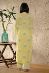 Shop_Abbaran_Yellow Cotton Cambric Dupatta Chiffon Round Hand Block Print Kurta Set _at_Aza_Fashions