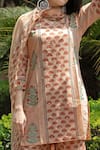 Shop_Abbaran_Orange Cotton Cambric Dupatta Mulmul Embroidery Block Print Kurta Gharara Set _Online_at_Aza_Fashions