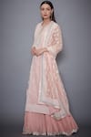 Buy_RI.Ritu Kumar_Pink Silk Organza Round Neck Embroidered Kurta Lehenga Set _Online_at_Aza_Fashions