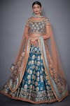 Buy_RI.Ritu Kumar_Blue Silk Satin Round Embroidered Bridal Lehenga Set _at_Aza_Fashions