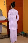 Shop_Abbaran_Purple Cotton Block Print Kurta And Pant Set_at_Aza_Fashions