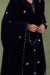 Shop_Abbaran_Blue Velvet Gota Embroidered Shawl _at_Aza_Fashions