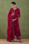 Buy_Abbaran_Pink Velvet Gota Embroidered Shawl _at_Aza_Fashions