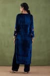 Shop_Abbaran_Blue Organza, Velvet Floral, Gota Round Embroidered Kurta Set _at_Aza_Fashions