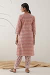 Shop_Abbaran_Pink Print Geometric Motifs V Neck Straight Kurta Set  _at_Aza_Fashions