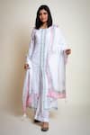 Buy_Abbaran_White Cotton Cambric Printed Mughal Round Kurta Set _at_Aza_Fashions