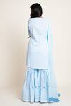 Shop_Abbaran_Blue Cotton Cambric, Mulmul Bird, Floral, Foil Print, Kurta Gharara Set _at_Aza_Fashions