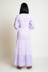 Shop_Abbaran_Purple Cotton Cambric Printed Block V Neck Floral Dress _at_Aza_Fashions