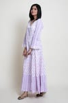 Buy_Abbaran_Purple Cotton Cambric Printed Block V Neck Floral Dress _Online_at_Aza_Fashions