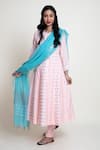 Buy_Abbaran_Pink Cotton Cambric Printed Block Round Anarkali Set _at_Aza_Fashions