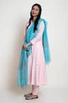 Buy_Abbaran_Pink Cotton Cambric Printed Block Round Anarkali Set _Online_at_Aza_Fashions