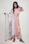 Buy_Abbaran_Peach Cotton Cambric Printed Block Round Chanderi Kurta Palazzo Set _at_Aza_Fashions