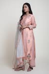 Buy_Abbaran_Peach Cotton Cambric Printed Block Round Chanderi Kurta Palazzo Set _Online_at_Aza_Fashions