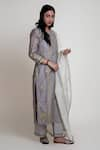 Abbaran_Grey Cotton Cambric Printed Block Round Chanderi Kurta Palazzo Set _Online_at_Aza_Fashions