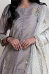 Shop_Abbaran_Grey Cotton Cambric Printed Block Round Chanderi Kurta Palazzo Set _Online_at_Aza_Fashions