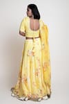 Shop_Abbaran_Yellow Cotton Silk Printed Digital V Neck Floral Lehenga Set _at_Aza_Fashions