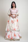 Buy_Abbaran_White Cotton Silk Printed Digital Round Floral Lehenga Set _at_Aza_Fashions