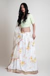 Buy_Abbaran_White Cotton Silk Printed Digital Round Floral Lehenga Set _at_Aza_Fashions