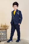 Shop_LITTLE BOYS CLOSET_Blue Poly Wool Stripped Blazer And Pant _at_Aza_Fashions