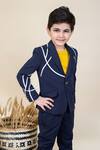 LITTLE BOYS CLOSET_Blue Poly Wool Stripped Blazer And Pant _Online_at_Aza_Fashions