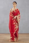 Shop_Torani_Red Silk Organza Embroidered Dori Sindoori Geetika Saree  _at_Aza_Fashions