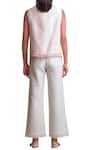Shop Sue Mue Pink Linen Round Panel Top Pant Set at Aza Fashions Shop_Sue Mue_Pink Linen Round Panel Top Pant Set _at_Aza_Fashions