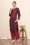Buy_Aryavir Malhotra_Maroon Rayon Patchwork Kurta And Printed Pant Set_at_Aza_Fashions
