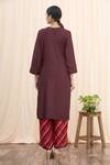 Shop_Aryavir Malhotra_Maroon Rayon Patchwork Kurta And Printed Pant Set_at_Aza_Fashions