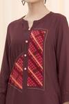 Aryavir Malhotra_Maroon Rayon Patchwork Kurta And Printed Pant Set_at_Aza_Fashions